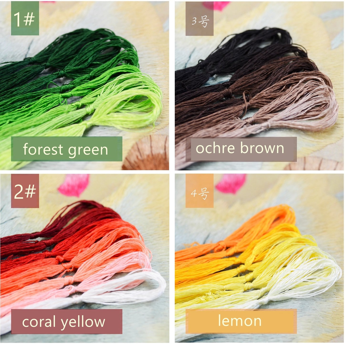 100% Mulberry Silk Embroidery Thread Skeins - Set8