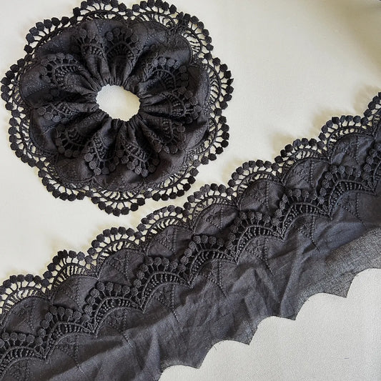 Embroidered Cotton Lace Trim, Scalloped Border Trim