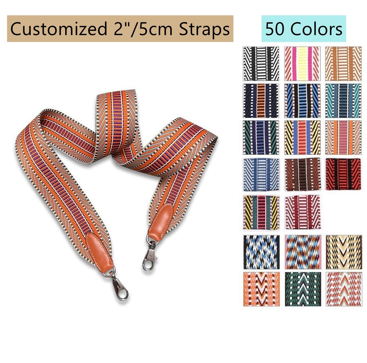 Customized 5cm/2" Sangle bag straps, 50 Colors+ - Awulook