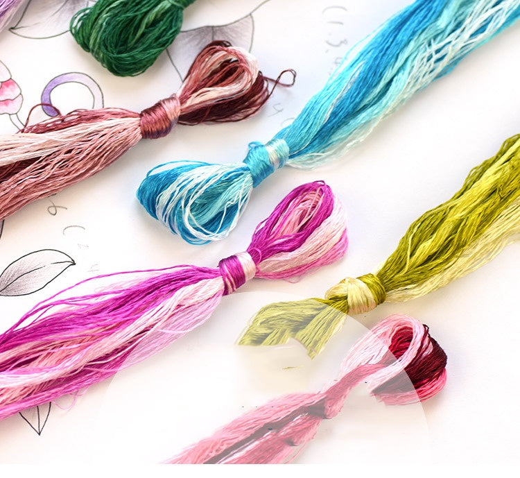 100% Mulberry Silk Embroidery Thread Skeins - Set4