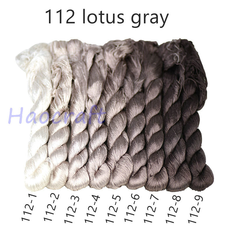 100% Mulberry Silk Embroidery Thread Skeins, Gray, Black, White, 400meters