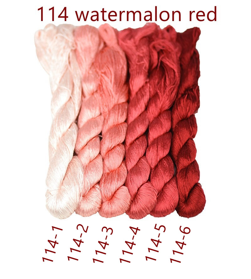 100% Mulberry Silk Embroidery Thread Skeins, Red Colors, 400meters