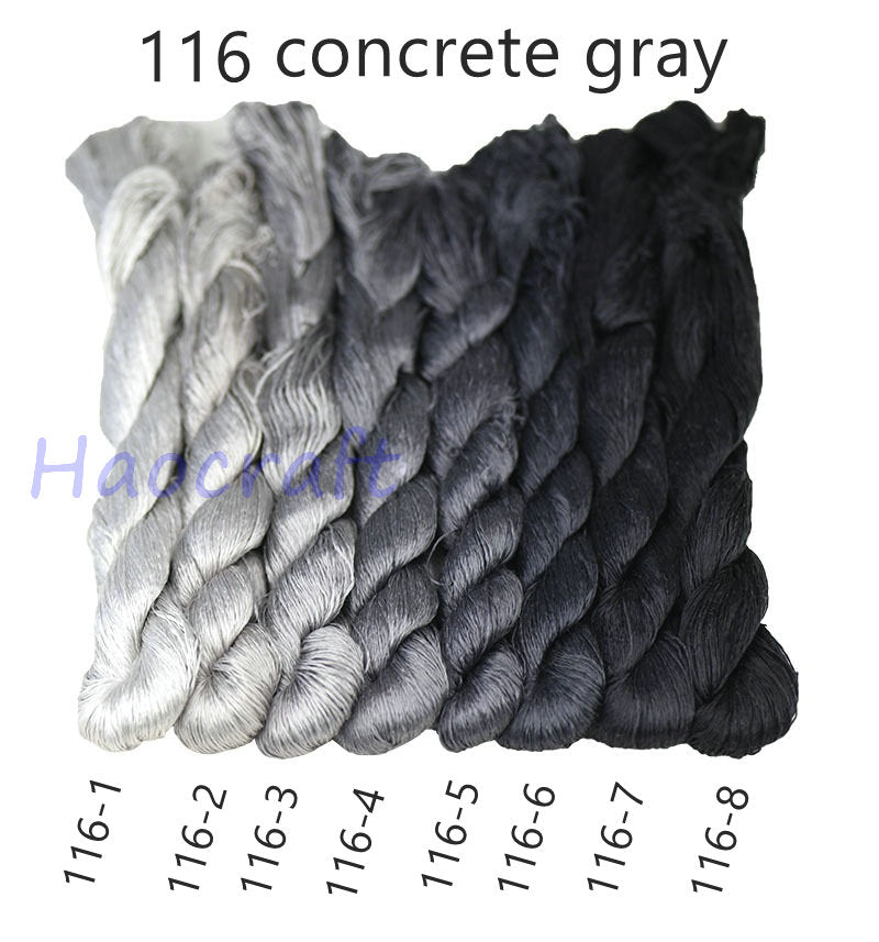 100% Mulberry Silk Embroidery Thread Skeins, Gray, Black, White, 400meters