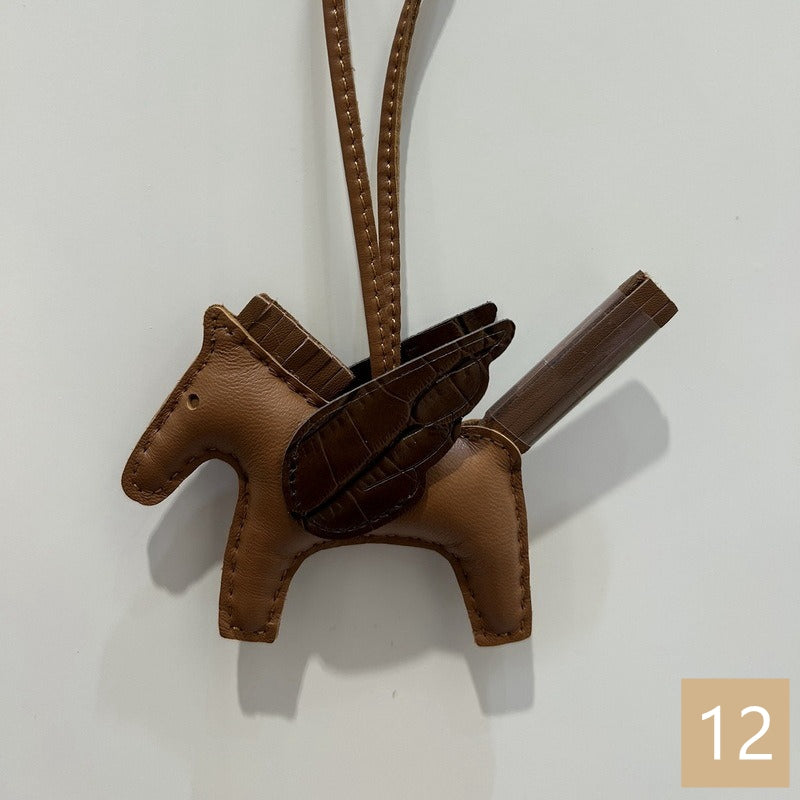 Lambskin Leather Bag Charm, Mini Flying Horse