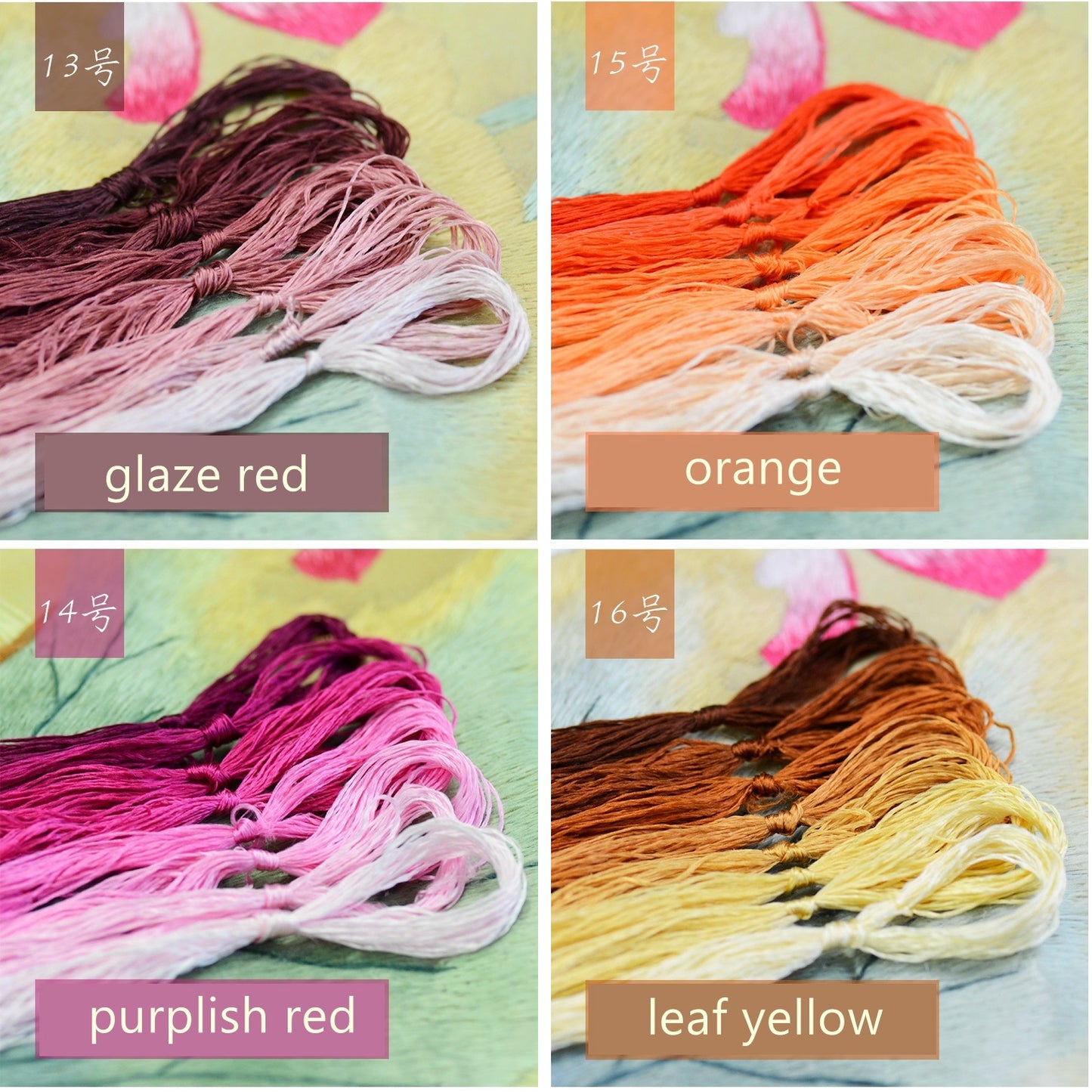 100% Mulberry Silk Embroidery Thread Skeins - Set8