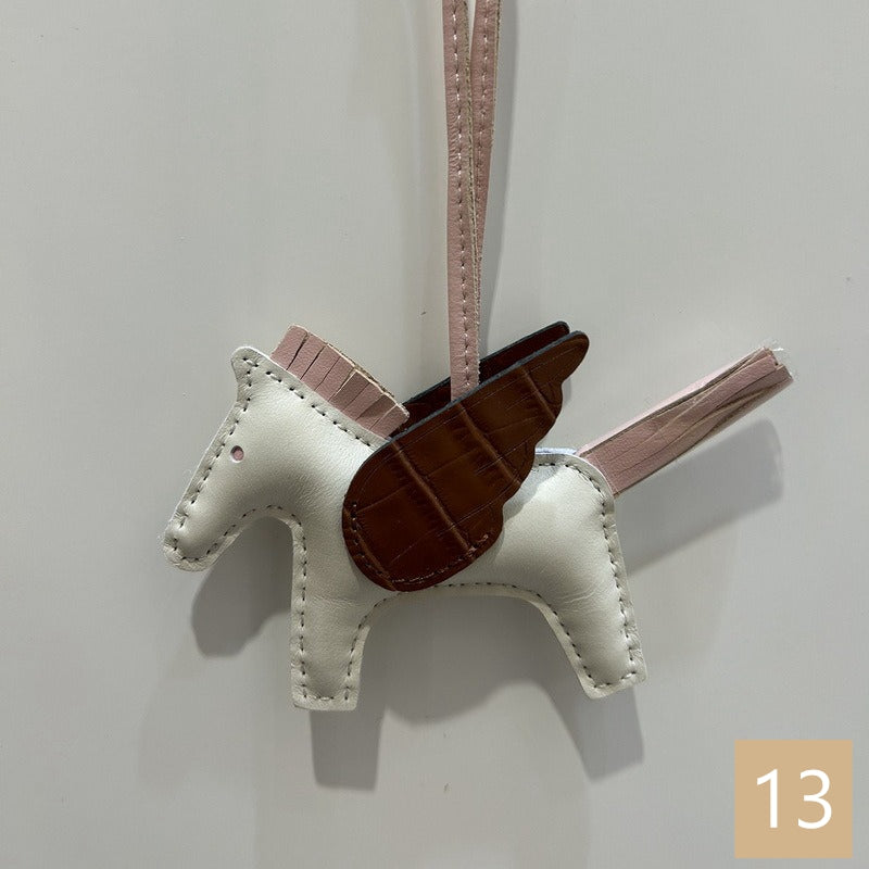 Lambskin Leather Bag Charm, Mini Flying Horse