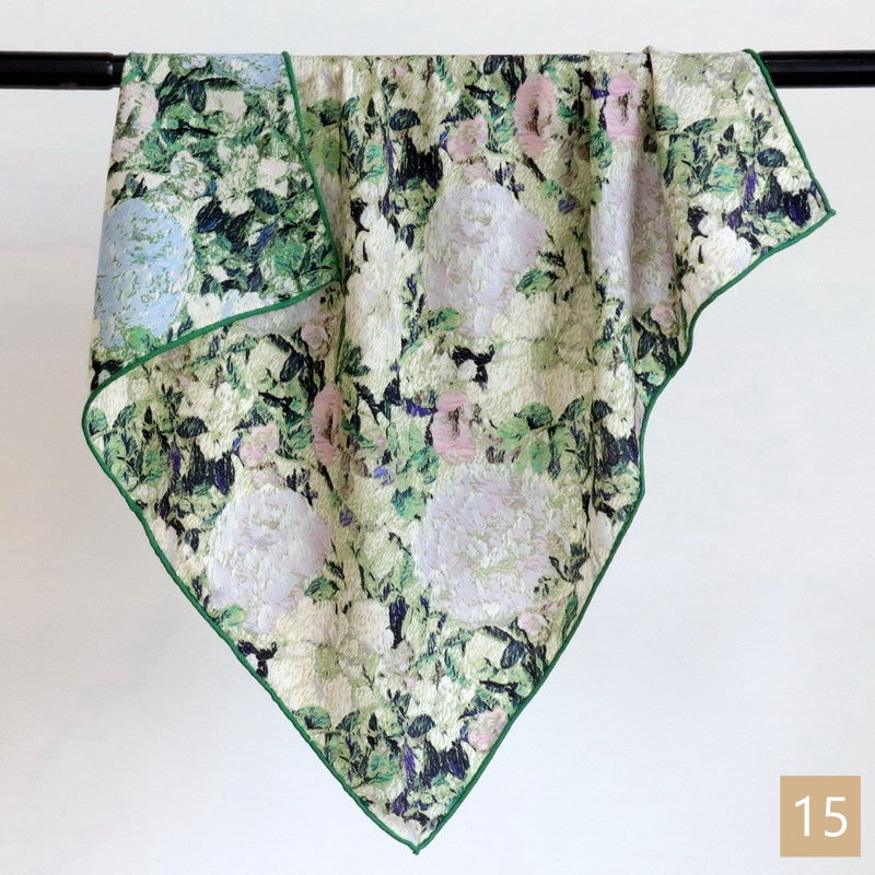 70cm Square Silk Cashmere Scarf, Double-sided printed