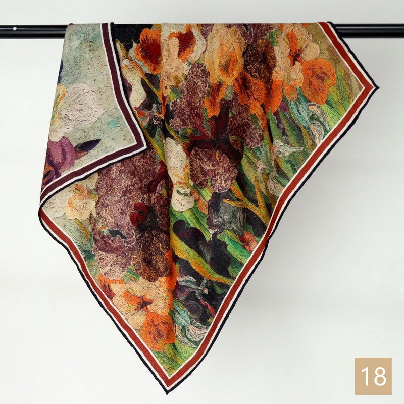 70cm Square Silk Cashmere Scarf, Double-sided printed