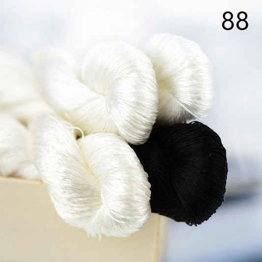 100% Mulberry Silk Embroidery Thread Skeins, Black, White, 400meters