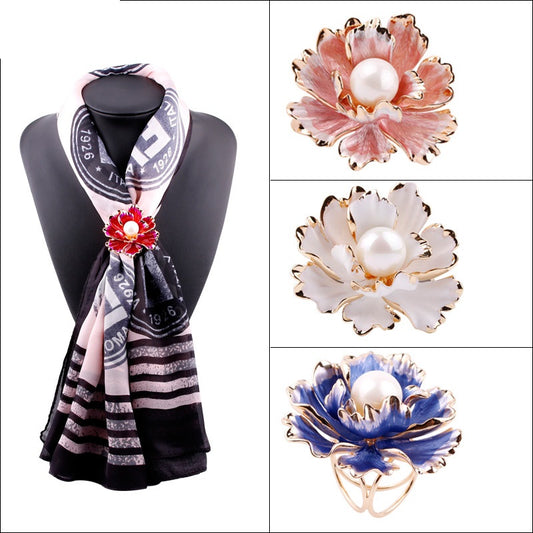 Flower Scarf buckle, Shell Pearl Scarf ring