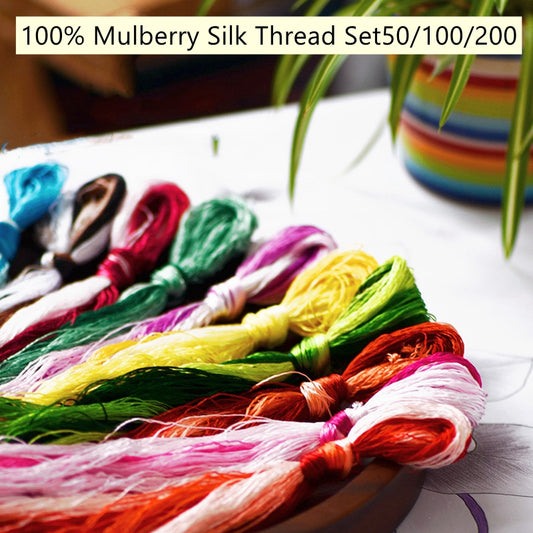 100% Mulberry Silk Embroidery Thread Skeins - Set50/100/200