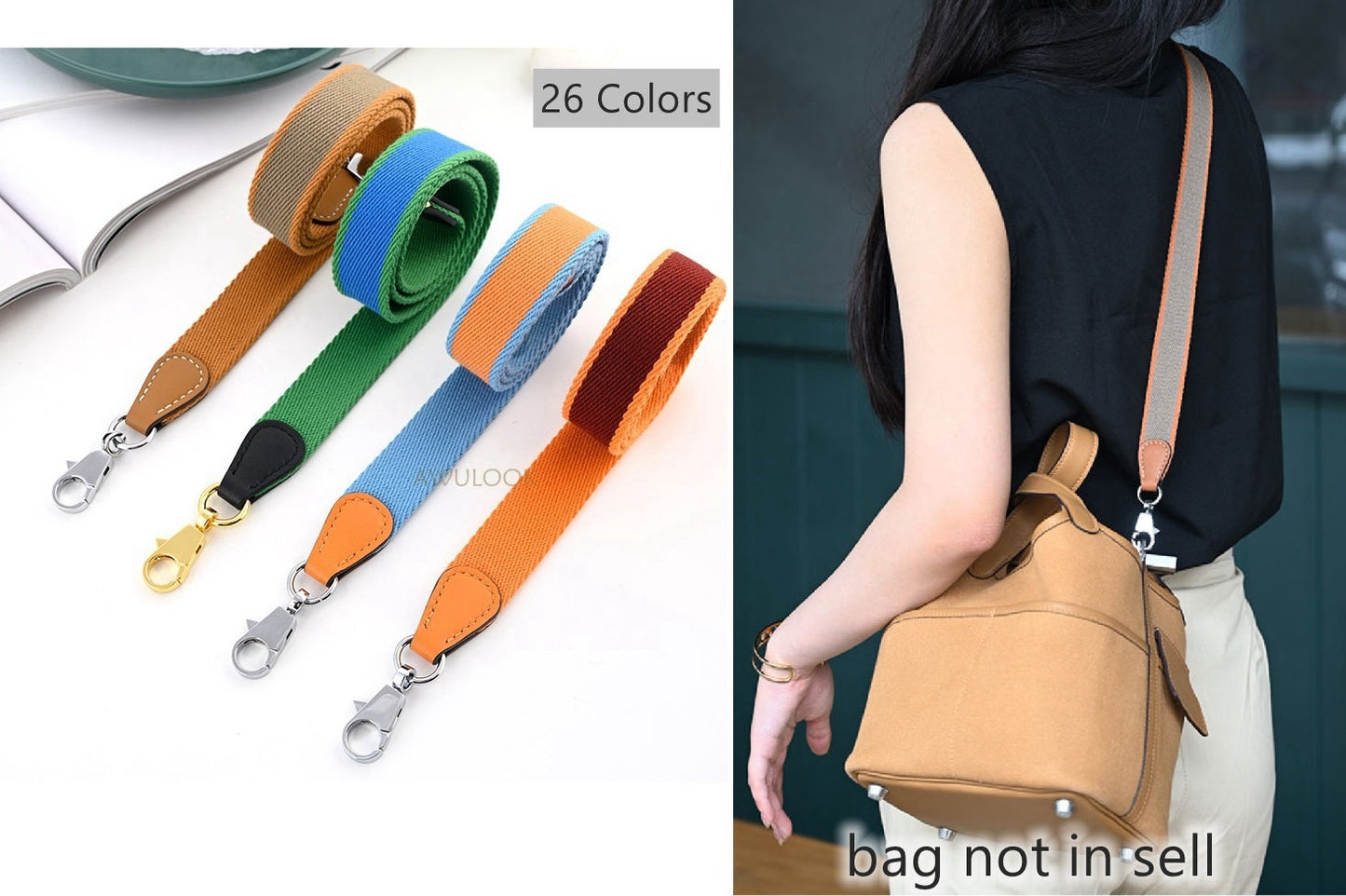 Customized 1"/25mm Canvas bag strap, Bi-colors