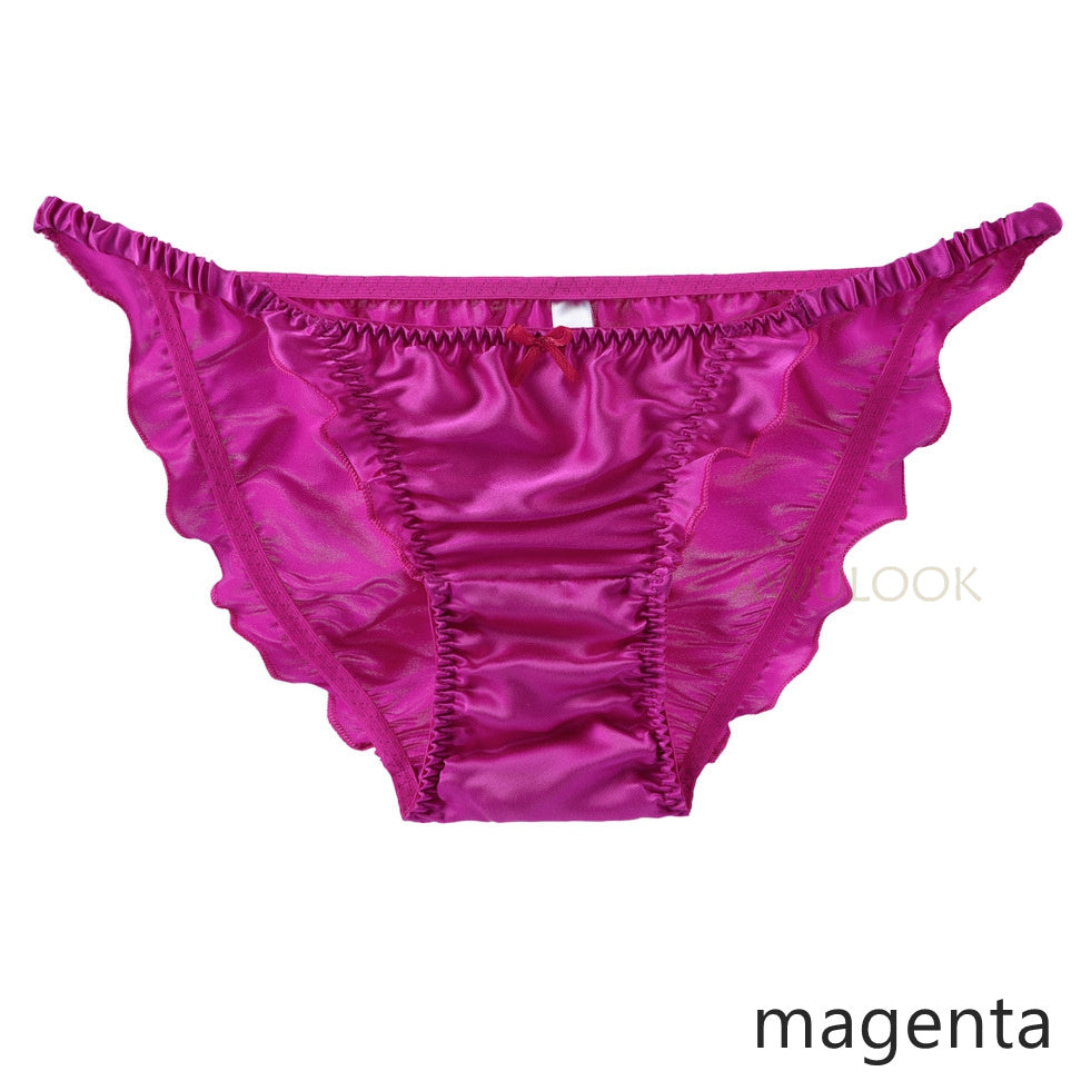 Women Sexy Bikini Silk Ruffled Pantie