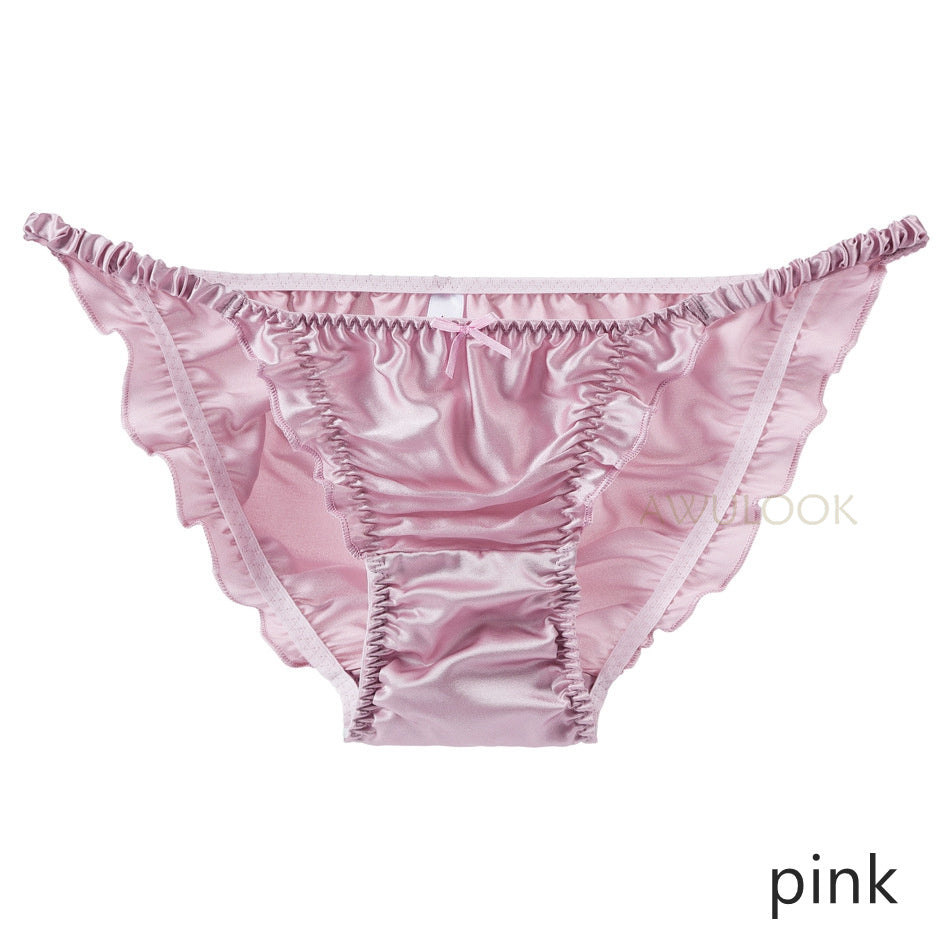 Women Sexy Bikini Silk Ruffled Pantie