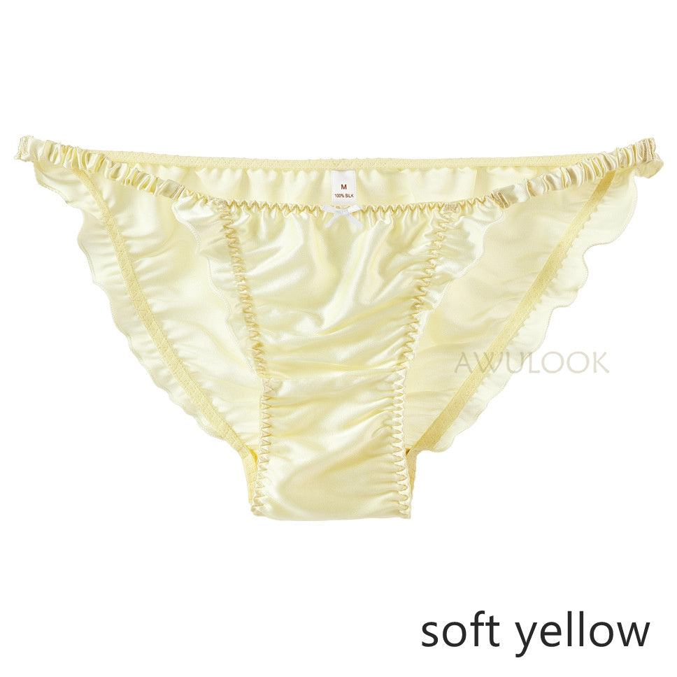 Women Sexy Bikini Silk Ruffled Pantie