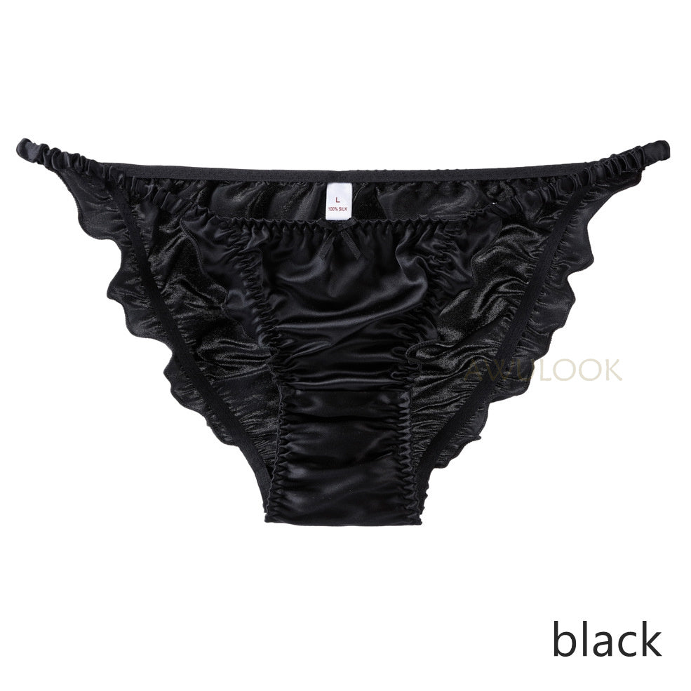 Women Sexy Bikini Silk Ruffled Pantie