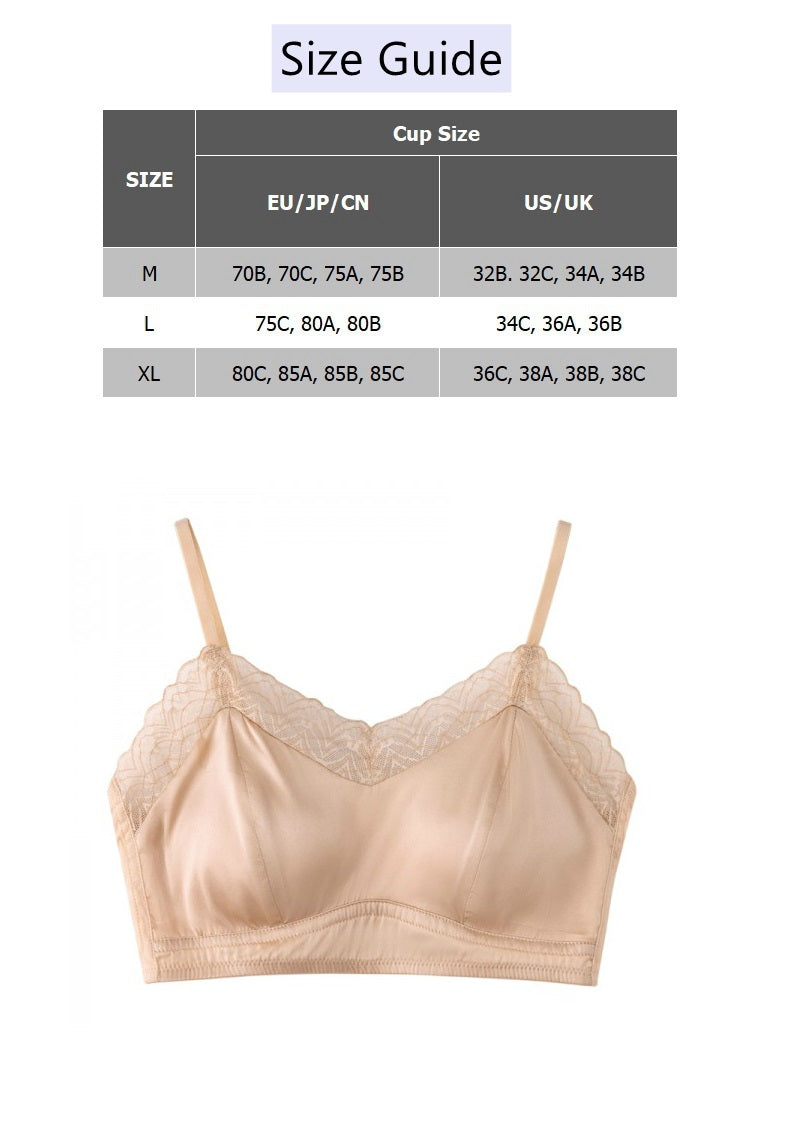 French Style Silk bra, Lace trim