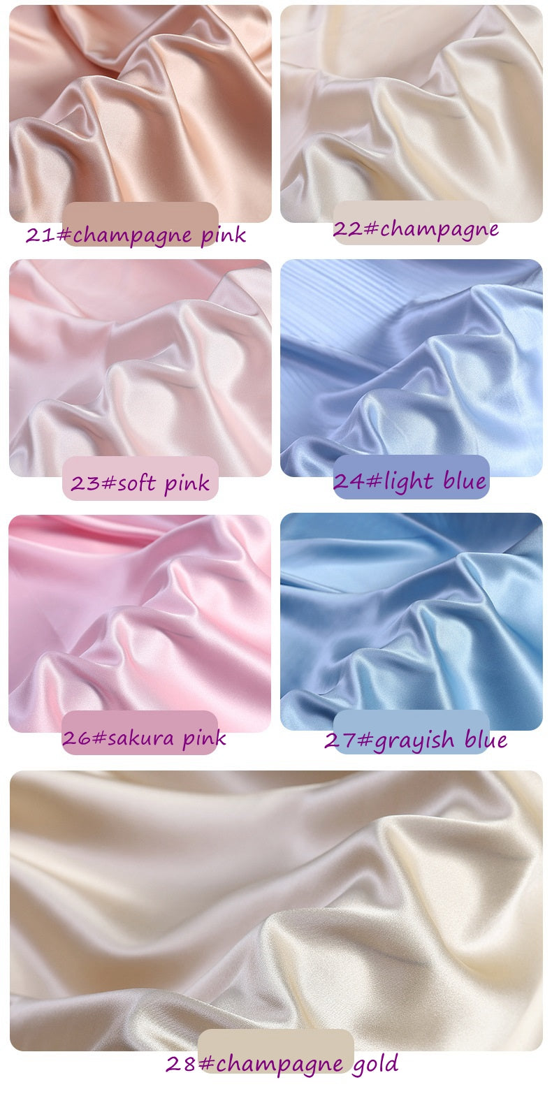 19Momme 100% Silk Charmeuse, Width 140cm/55"