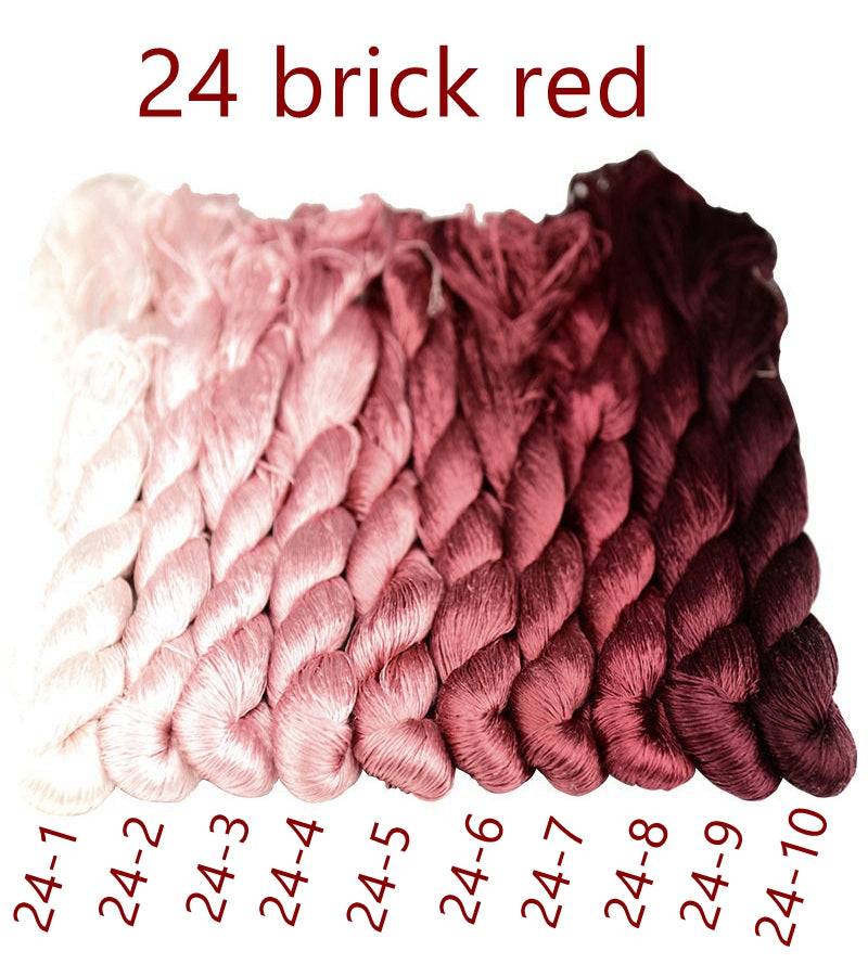 100% Mulberry Silk Embroidery Thread Skeins, Red Colors, 400meters