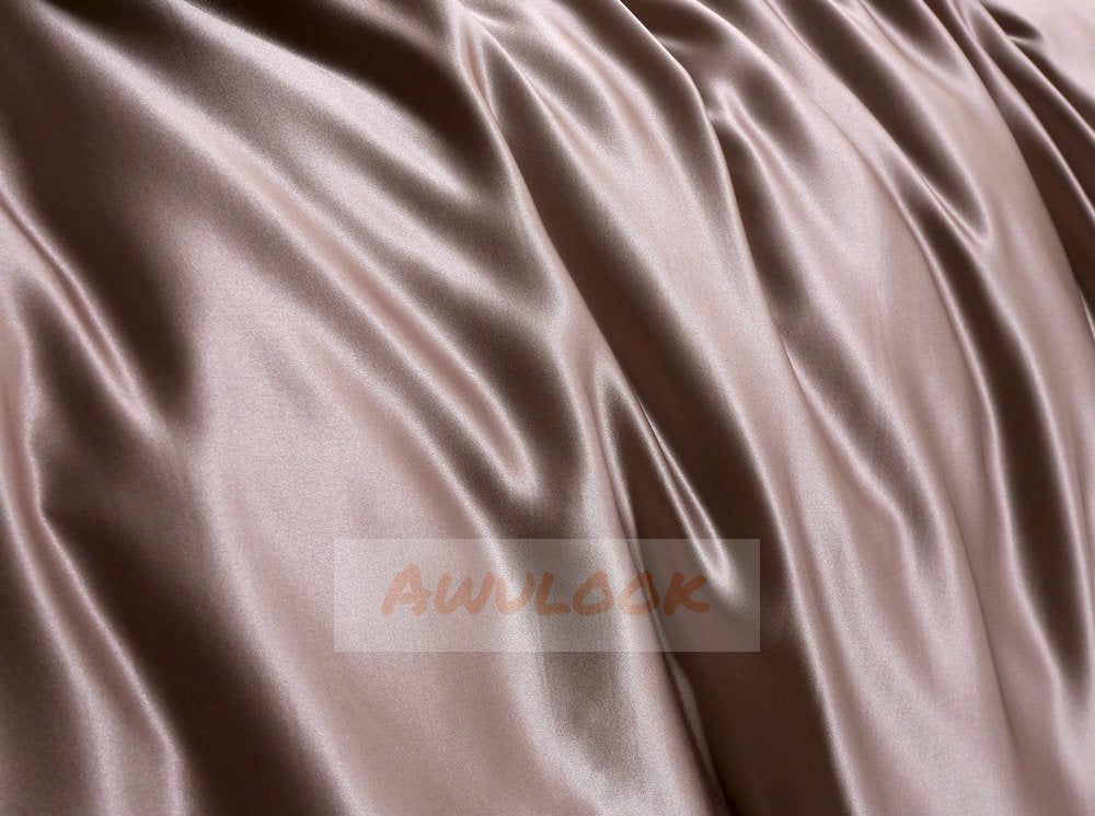 25Momme Seamless Luxury Silk Fitted Sheet/Flat Sheet/Duvet Cover/Bedding Set, Rose Pink - Awulook