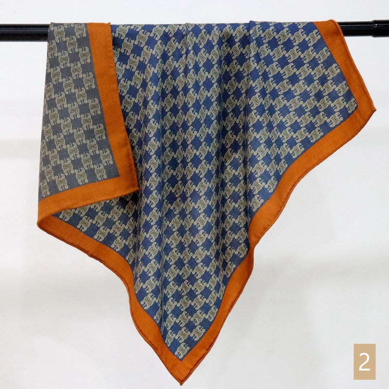 70cm Square Silk Cashmere Scarf, Double-sided printed