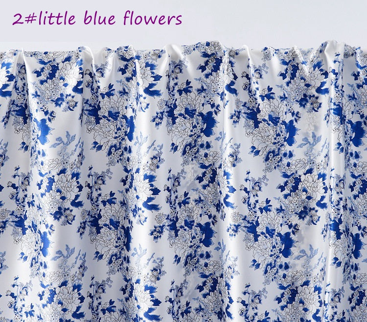 Blue Rose Floral Printed 100% Silk Charmeuse|Width 114cm/45inch