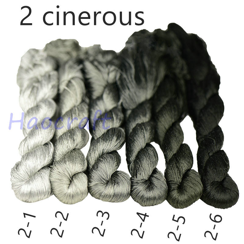 100% Mulberry Silk Embroidery Thread Skeins, Gray, Black, White, 400meters