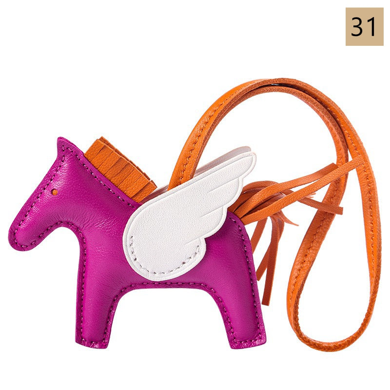 Lambskin Leather Bag Charm, Mini Flying Horse