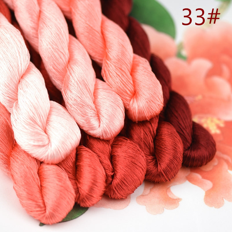 100% Mulberry Silk Embroidery Thread Skeins, Red Colors, 400meters