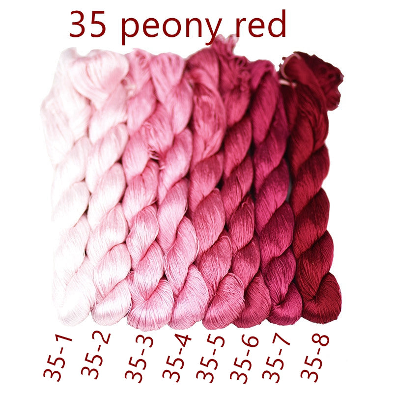 100% Mulberry Silk Embroidery Thread Skeins, Red Colors, 400meters