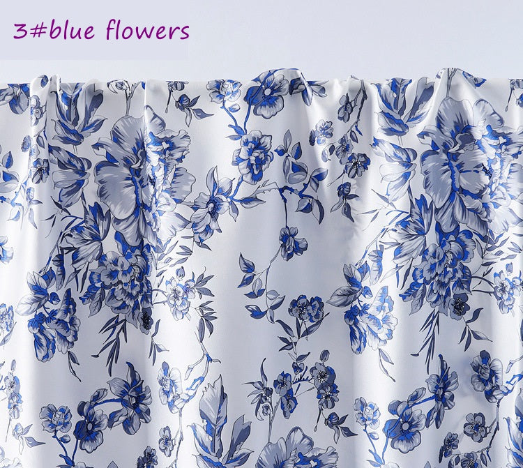 Charmeuse de soie imprimée florale rose bleue, tissu 100 % soie de mûrier par cour/mètre | Largeur 114 cm/45 pouces