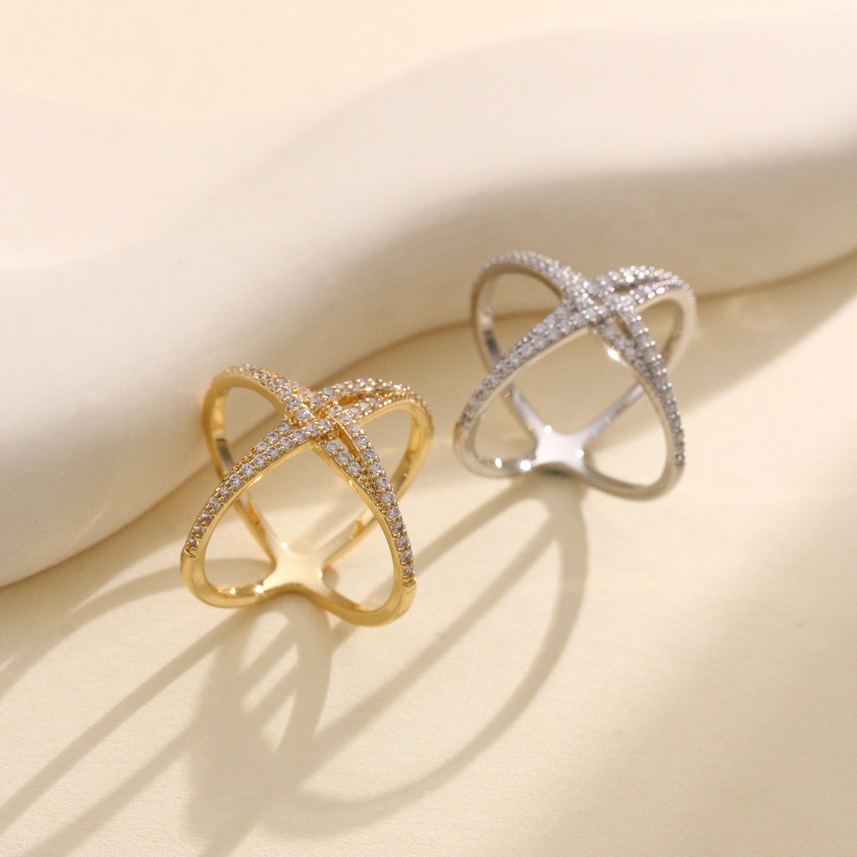 Genuine 18K gold plated Scarf rings, with AAA Zicron