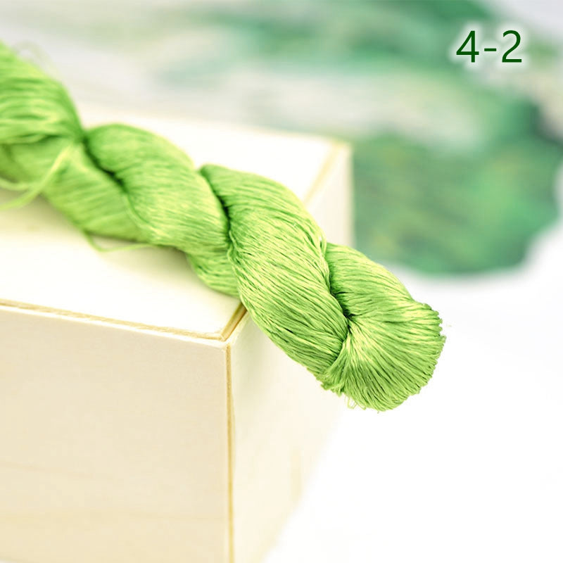 100% Mulberry Silk Embroidery Thread Skeins, 4#green colors