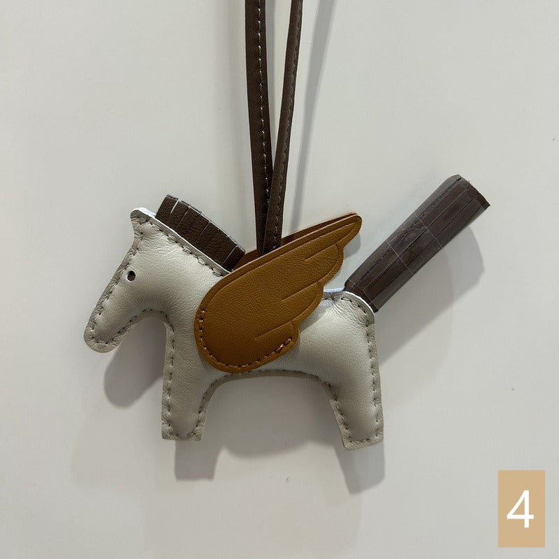 Lambskin Leather Bag Charm, Mini Flying Horse