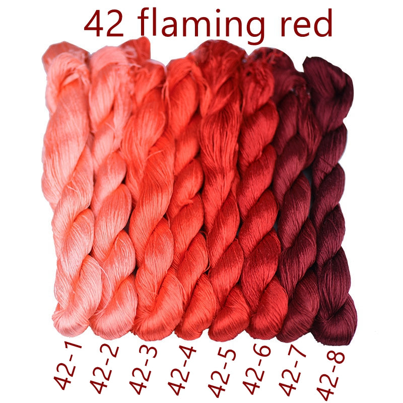 100% Mulberry Silk Embroidery Thread Skeins, Red Colors, 400meters