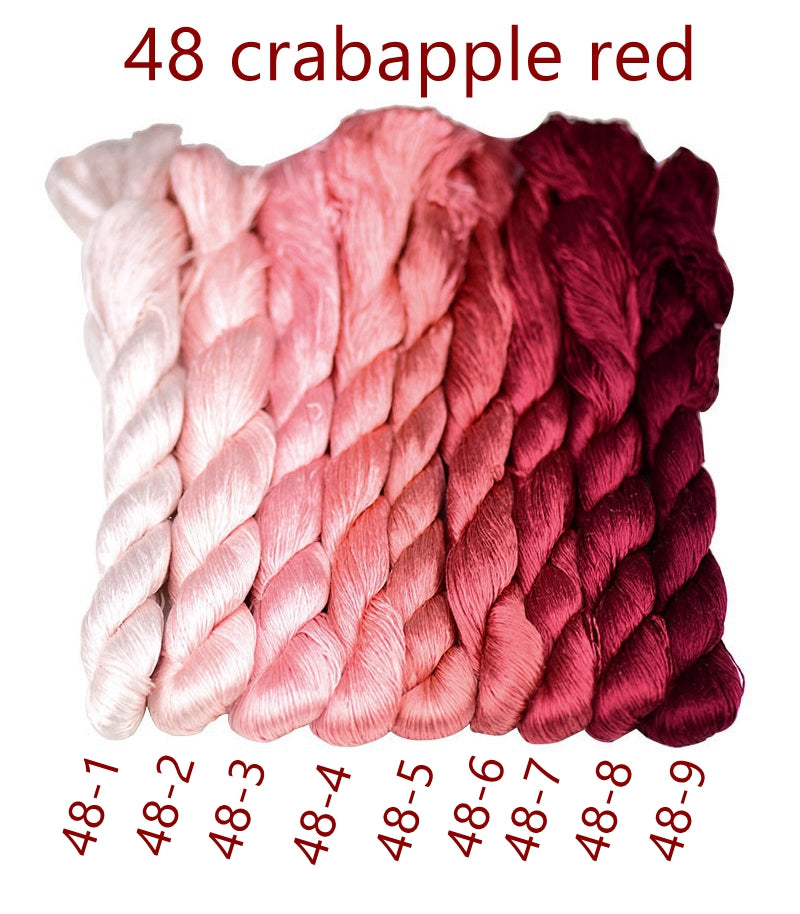 100% Mulberry Silk Embroidery Thread Skeins, Red Colors, 400meters