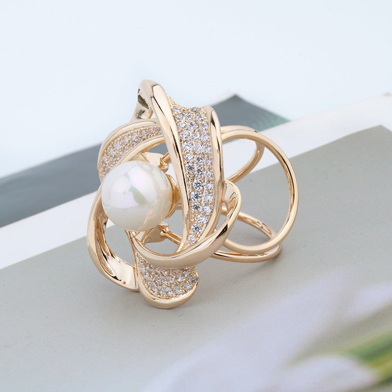 Genuine 18K gold/platinum plated Scarf rings, Pearl