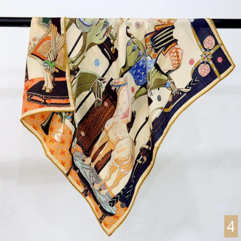 70cm Square Silk Cashmere Scarf, Double-sided printed