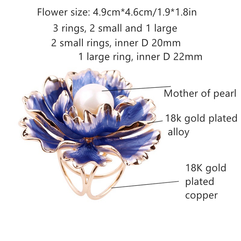 Boucle d’écharpe de fleur, perle de coquillage, bague d’écharpe plaquée or 18 carats/accessoires d’écharpe/Cadeau pour maman/elle