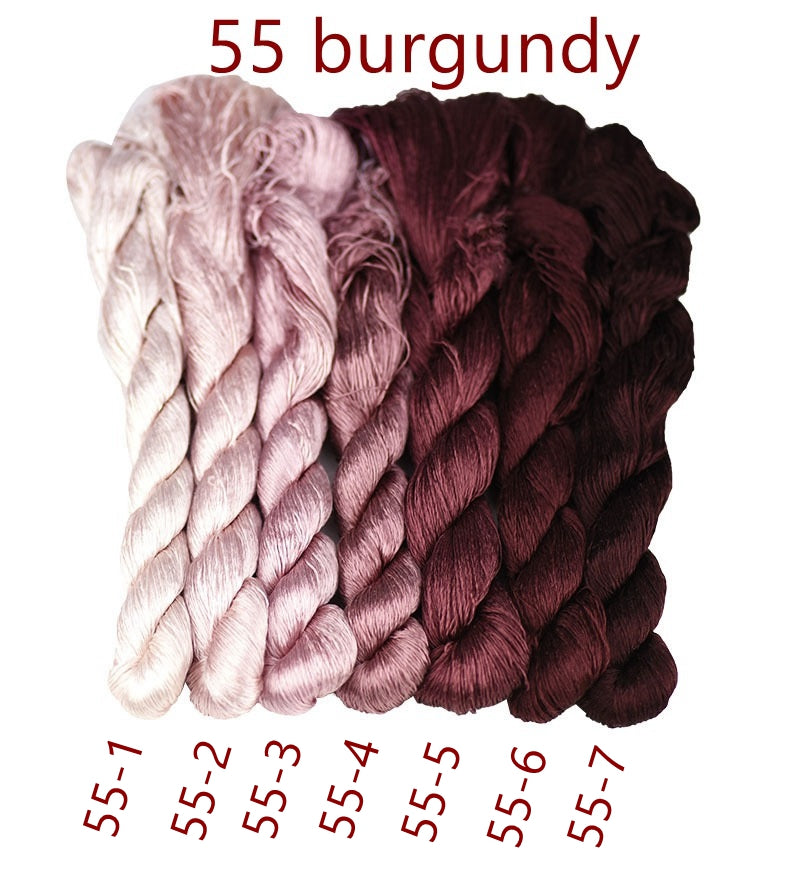 100% Mulberry Silk Embroidery Thread Skeins, Red Colors, 400meters