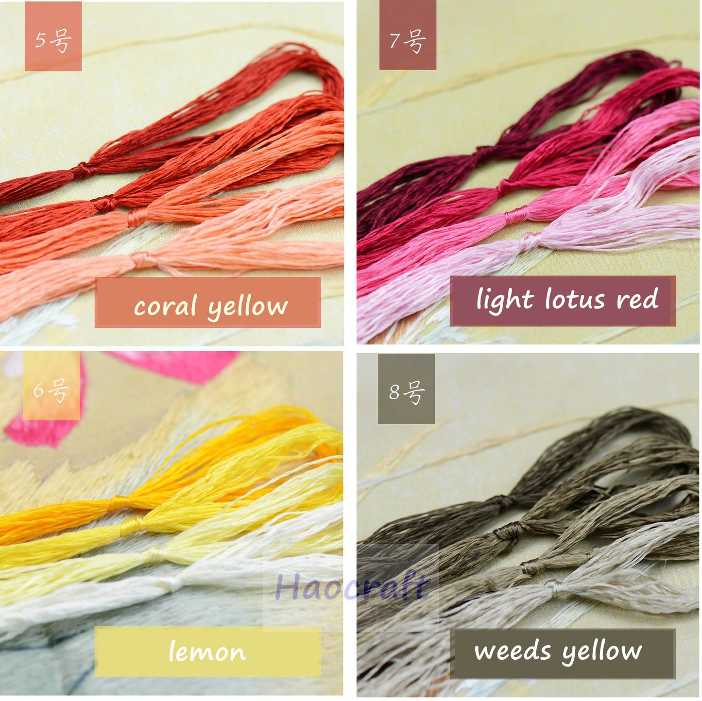 100% Mulberry Silk Embroidery Thread Skeins - Set4