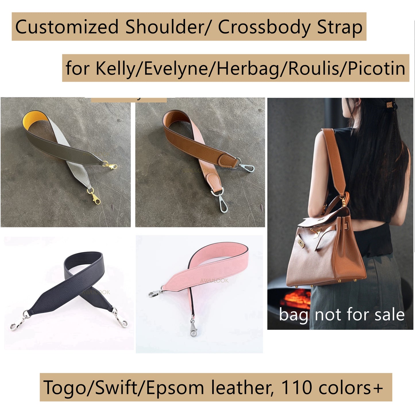 Customized Leather Shoulder/Crossbody Strap for Kelly