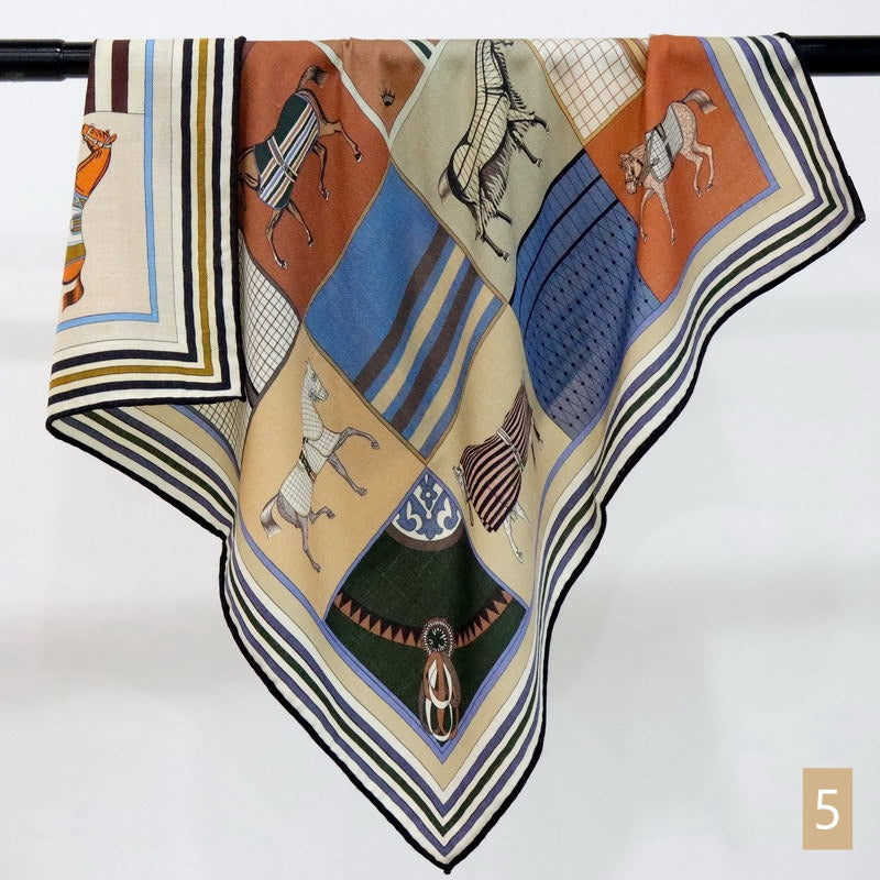 70cm Square Silk Cashmere Scarf, Double-sided printed