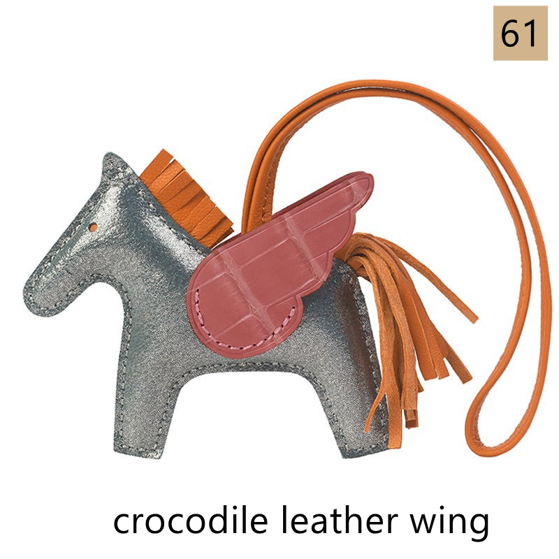 Lambskin Leather Bag Charm, Mini Flying Horse