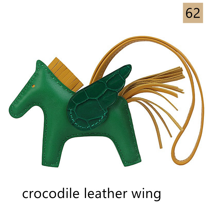 Lambskin Leather Bag Charm, Mini Flying Horse