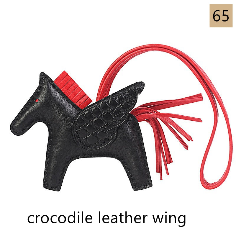 Lambskin Leather Bag Charm, Mini Flying Horse