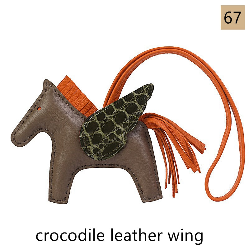 Lambskin Leather Bag Charm, Mini Flying Horse