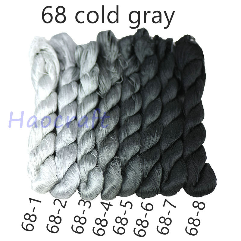 100% Mulberry Silk Embroidery Thread Skeins, Gray, Black, White, 400meters