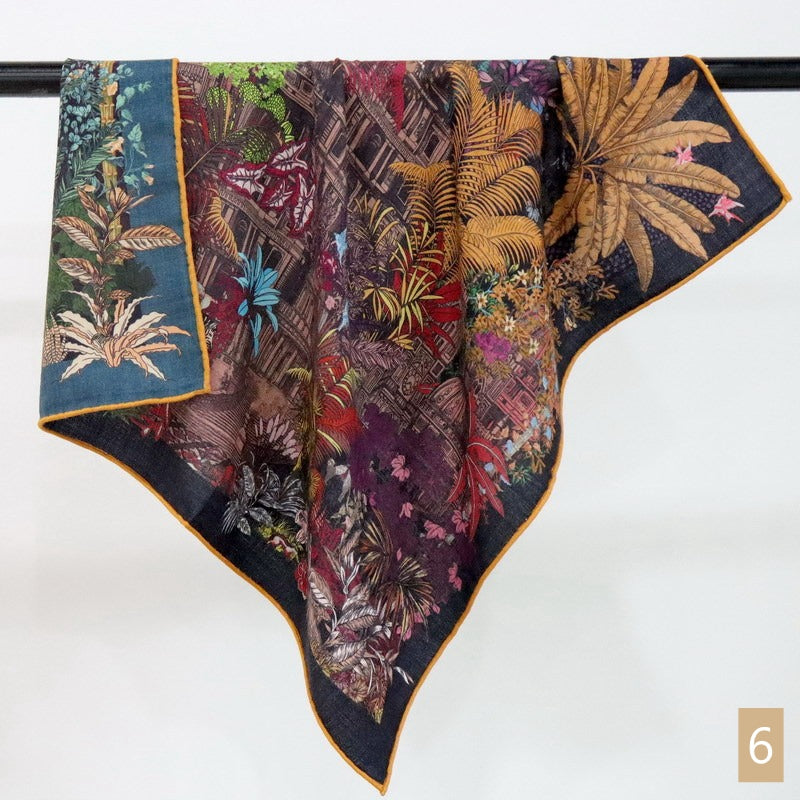 70cm Square Silk Cashmere Scarf, Double-sided printed