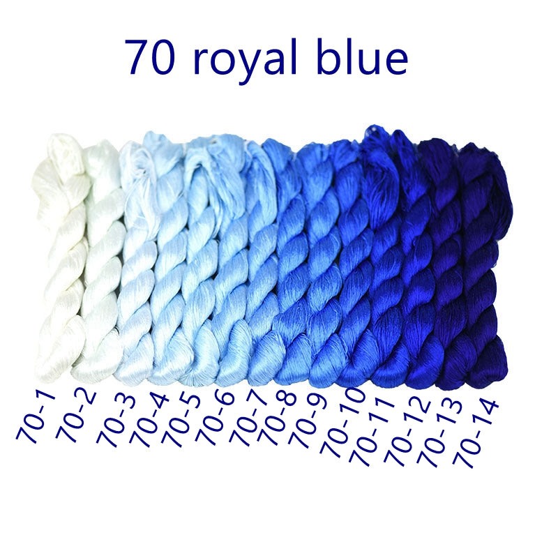 100% Mulberry Silk Embroidery Thread Skeins, Blue colors